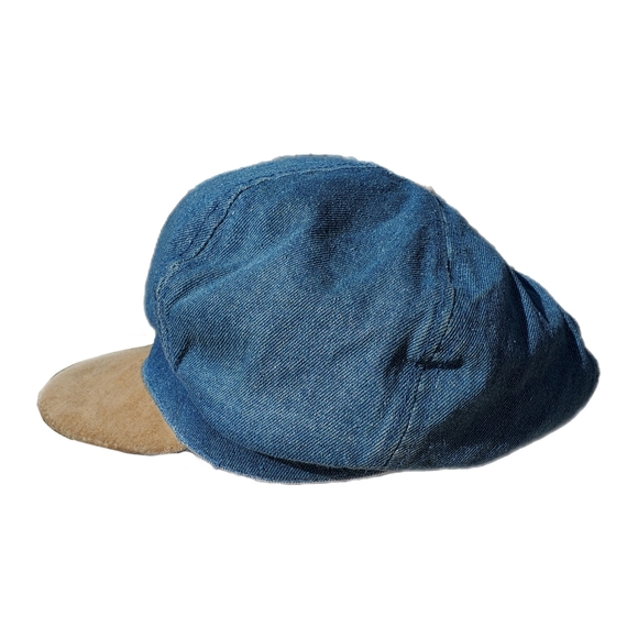 Vintage denim and suede newsboy hat - Picture 2 of 7